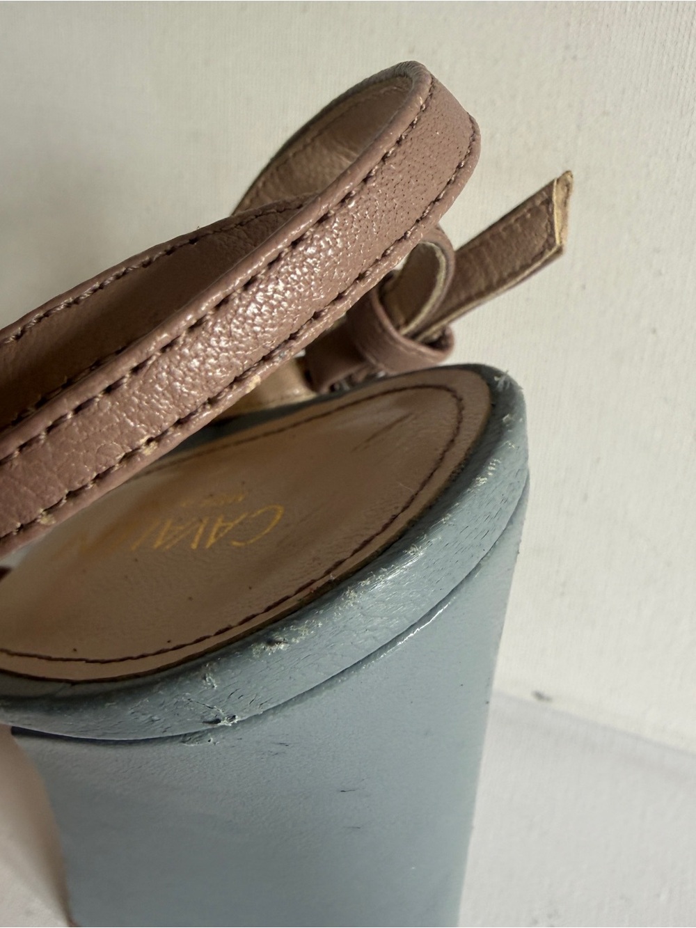 Cavallini Women's Taupe and Slate Blue Bow Slingback Heel Sandals Women Size 9 - Picture 8 of 13